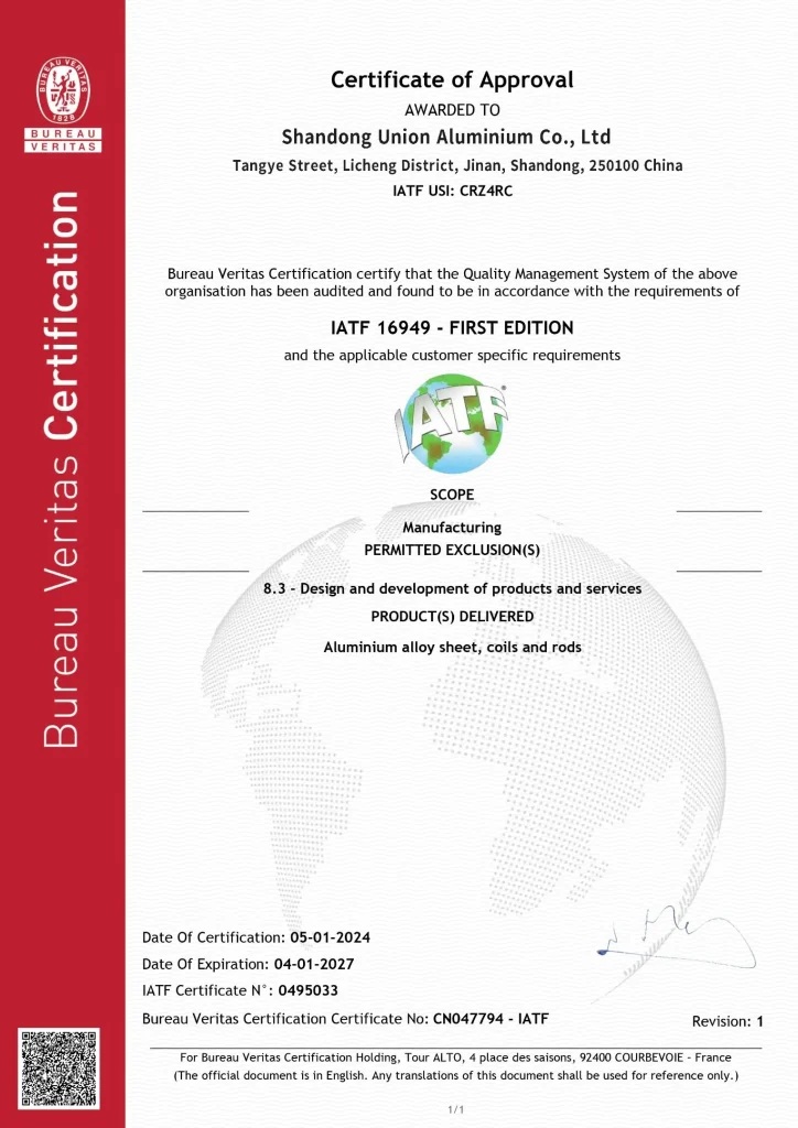 ISO 14001 environmental management system certificate